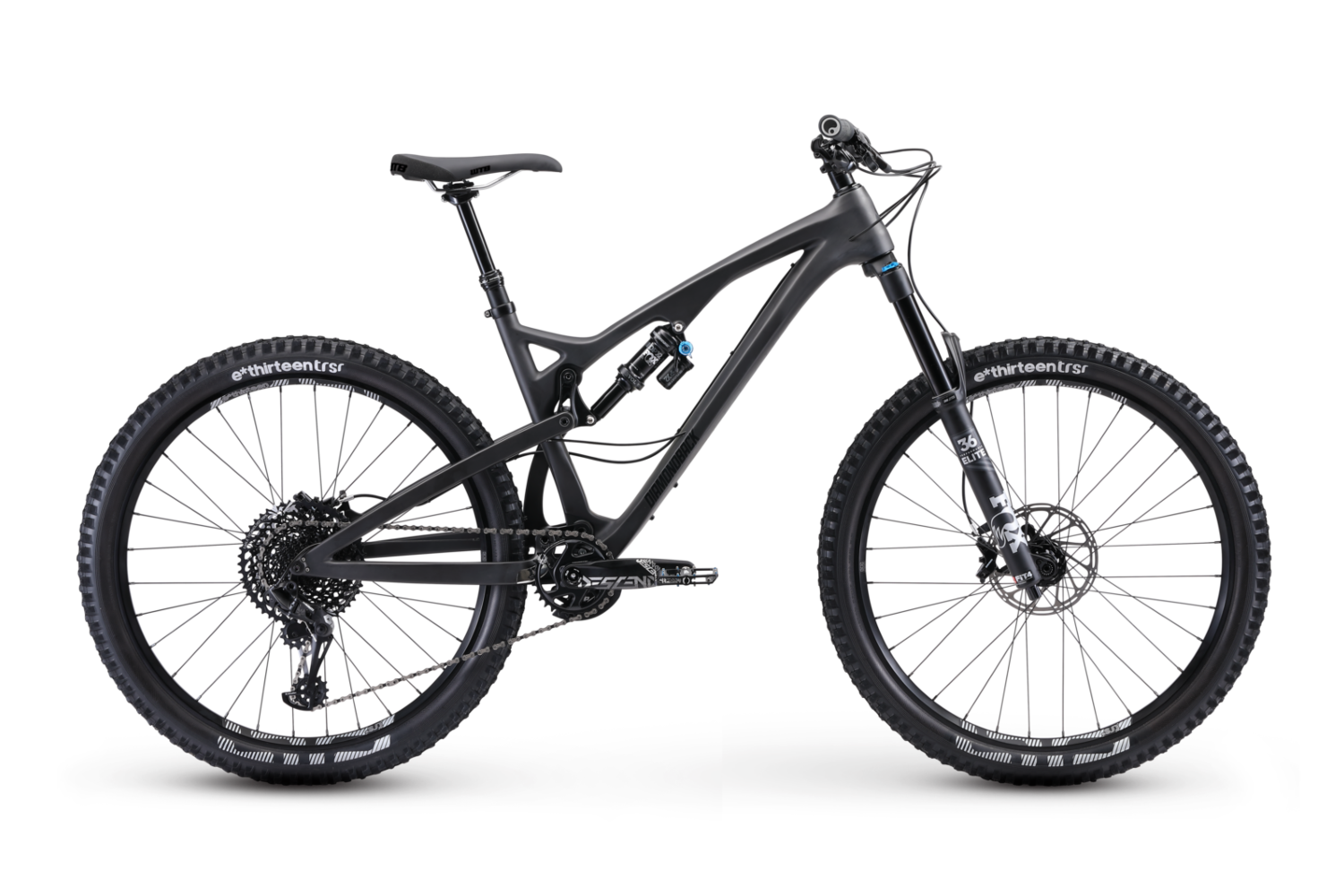 black dual suspension mountain bike